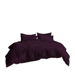 Plain Dyed Easy Care Polycotton Duvet Cover And Pillowcase/s Set Bed Linen Purple Purple Plum Super King