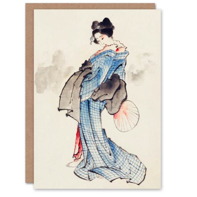 Katsushika Hokusai Art Card Vintage Japanese Geisha Portrait