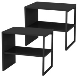 40cm Wood & Steel Bedside Bedroom Nightstand Unit Table Open Storage Shelf Black Black 1