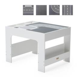 Hooga Wooden Activity Table with Storage - 4 City Baseplates & Chalkboard Grey