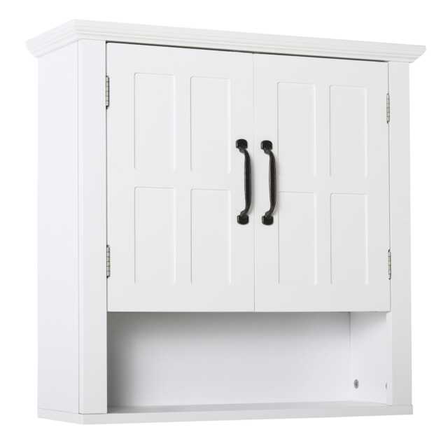 HOMCOM Bathroom Wall Cabinet, Medicine Cabinet w/ Adjustable Shelf, White White White 60 W x 19.8 D x 58 H cm