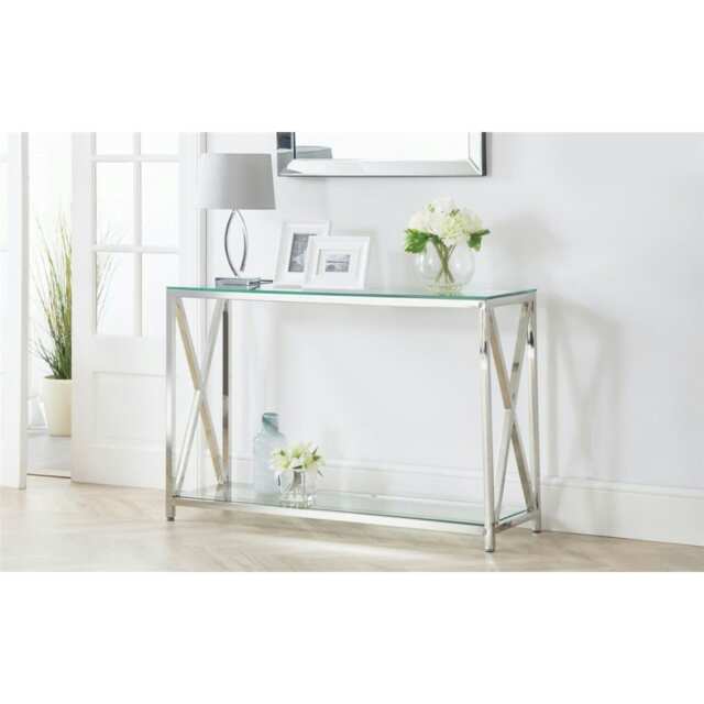 Silver Chrome Frame Console Table Silver Silver