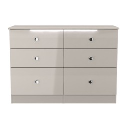Broadway 6 Drawer Wide Chest of Drawers in Kashmir Gloss (Ready Assembled) Cream Kashmir Gloss