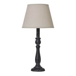 Ravenna Column Table Lamp with Linen Shade - Wood - L11 x W11 x H40 cm - Grey Grey