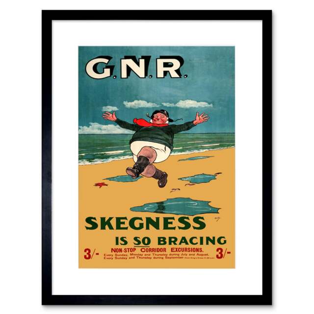 "GNR Rail Skegness Vintage Advert Black 9x7"" Black Framed Wall Art Print"