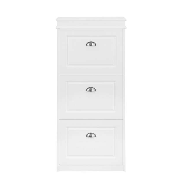 SoBuy FSR94-W,Storage Cabinet Narrow Shoe Organizer with 3 Flip Drawers White White-glossy 1