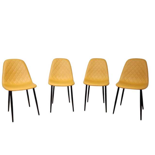Dining Chairs Set of 4 Mustard Faux Leather Kitchen Chairs Living Room Chairs , Kitchen Chairs