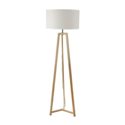 ValueLights Triston Light Wood Floor Lamp Scallop Rust Trim Shade & Bulb Brown Orange
