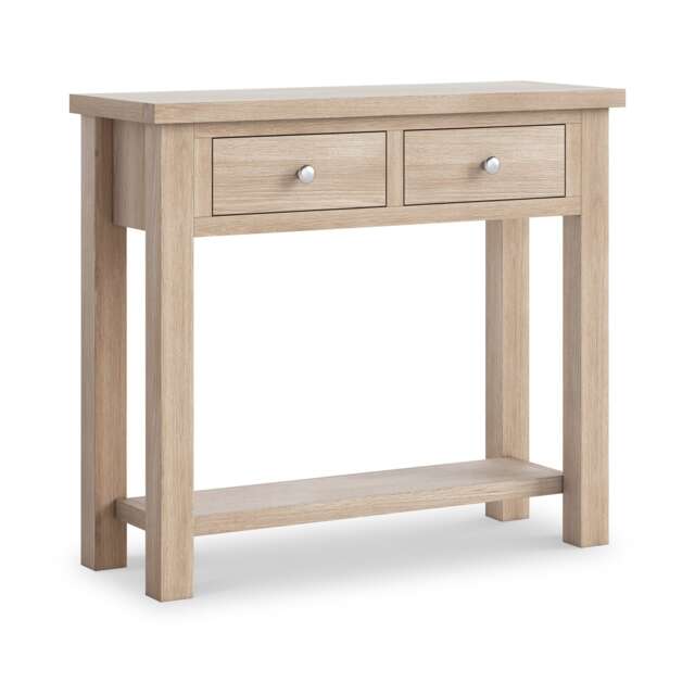 Farro Washed Oak 85cm Hallway Console Table with Drawer - By Roseland Furniture