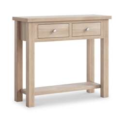 Farro Washed Oak 85cm Hallway Console Table with Drawer - By Roseland Furniture
