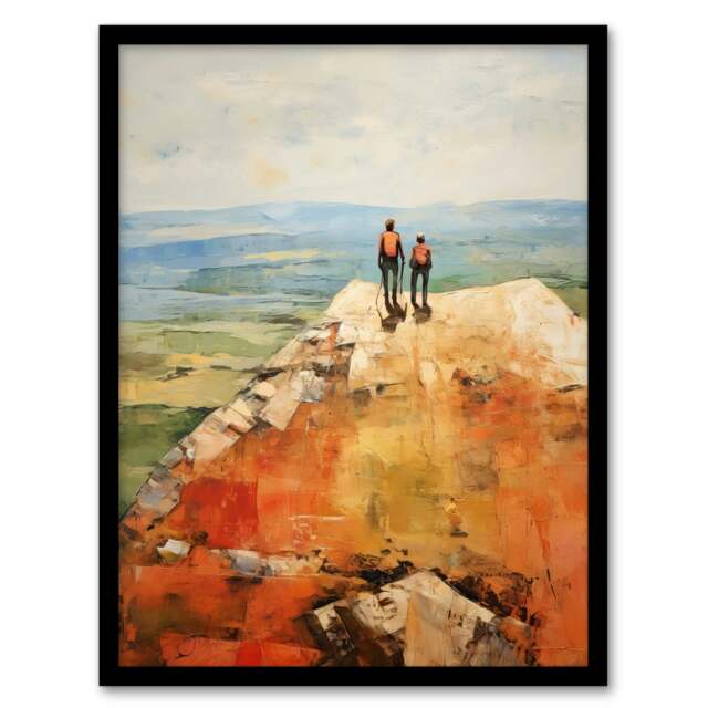 View Was Worth Wait Hikers Climbers Hill Walking Black Framed Wall Art Print A4