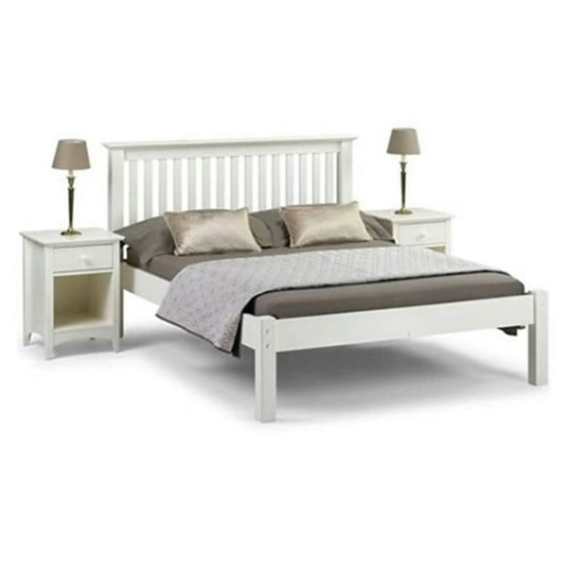 "Premium Stone White Finish Shaker Style Low Foot End Bed - Double 4ft 6"" (135cm)"