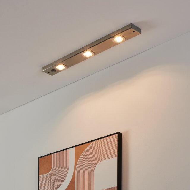 EGLO Kob LED Satin Nickel Steel Under Cabinet Light, (L) 60cm