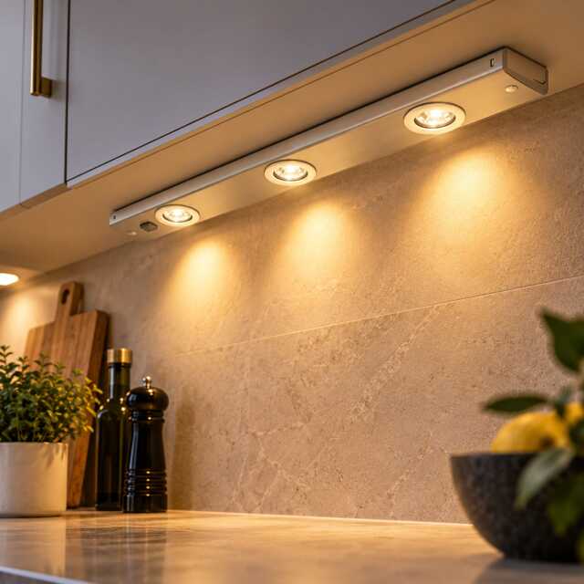 EGLO Kob LED Satin Nickel Steel Under Cabinet Light, (L) 60cm