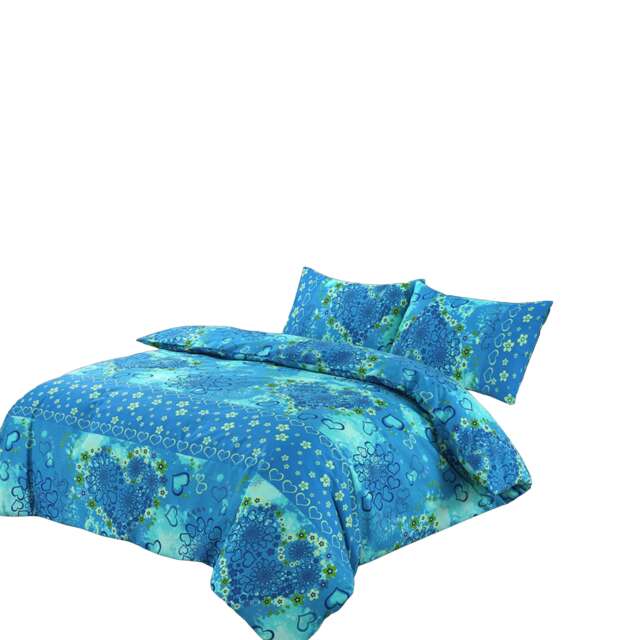 Duvet Cover And Pillowcase Set Plum Red Teal Love Heart Design Polycotton Bed Linen Blue Teal Super King