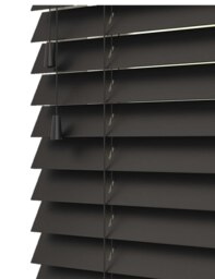 105cm Ink Black Wooden Venetian Blinds With Strings (130cm drop) Black Black