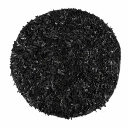 Homescapes Dallas Leather Shaggy Rug Black - 150 cm Round Black Black