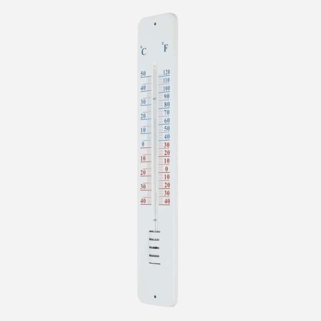 Homescapes Silver Metal Wall Thermometer, 45 cm
