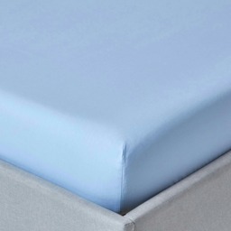 Homescapes Blue Egyptian Cotton Fitted Sheet 200 TC, Single Blue Single