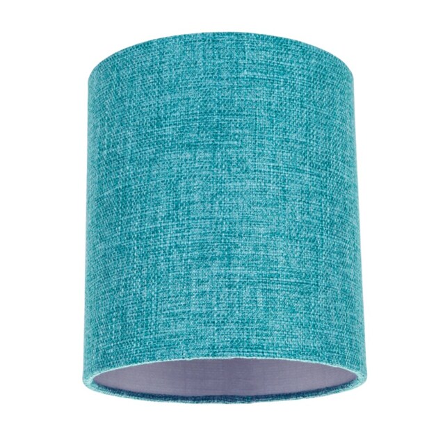 "Contemporary and Sleek Teal Linen Fabric 6"" Cylindrical Lamp Shade 60w Maximum Blue Teal 1"