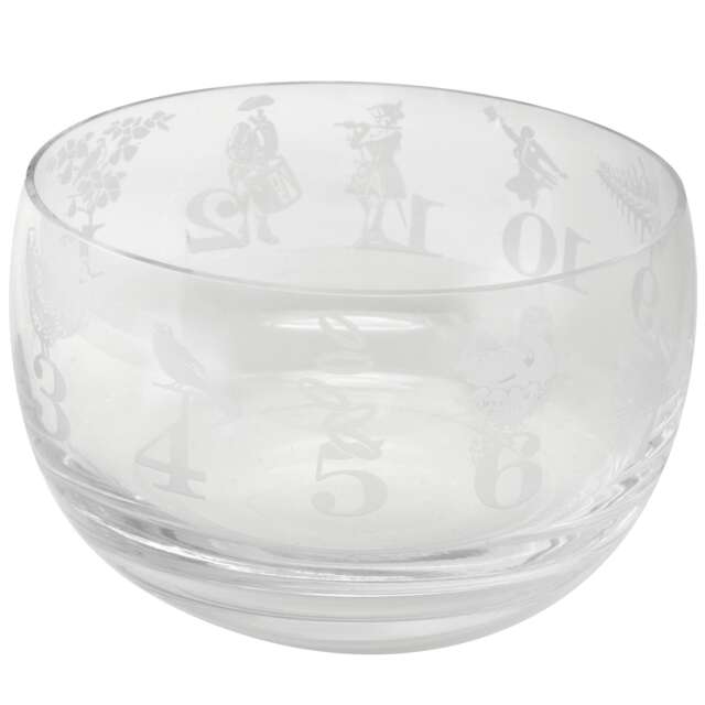 Animo Glass Decorative Etched Small Bowl 12 Days of Christmas
