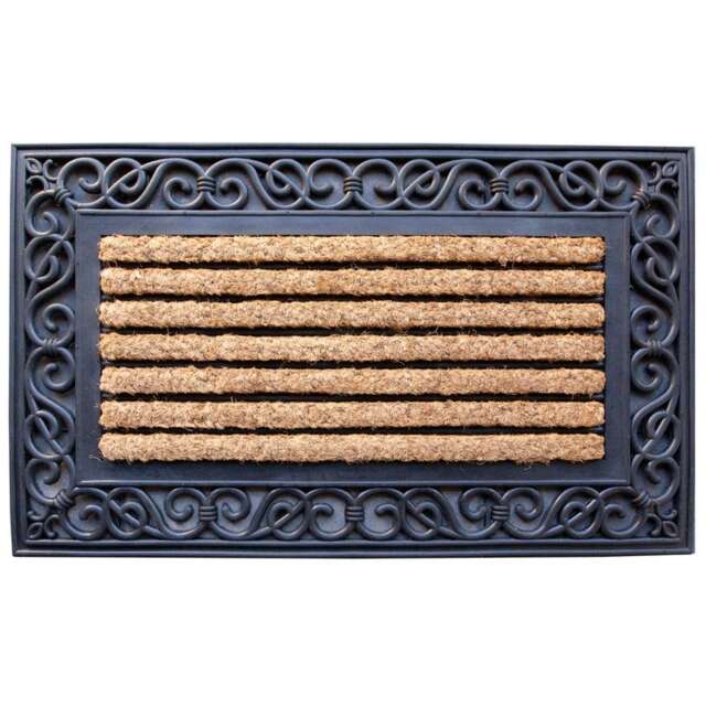 KUKOON Ornate Rubber Coir Doormat 45cm x 75cm