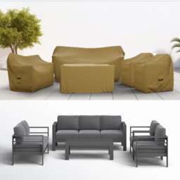 Covers&All Patio Furniture Conversation Set Cover, 5 Piece Outdoor Furniture Covers, 1 Sofa Cover, 73 in W x 26 in D x 32 in H, Beige