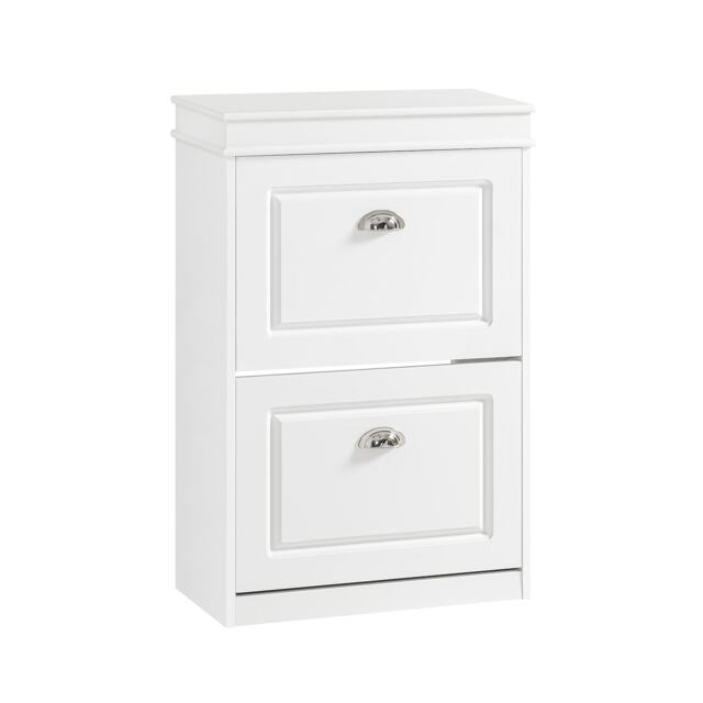 SoBuy FSR78-W,Shoe Rack Storage Cabinet with 2 Flip Drawers White White
