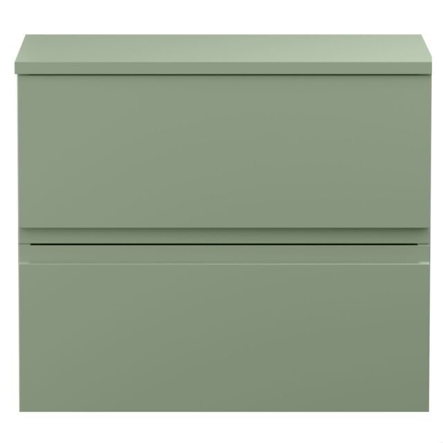 Balterley Mavesyn Contemporary 2 Drawer Wall Hung Vanity Unit with Worktop, Satin Green, 600mm