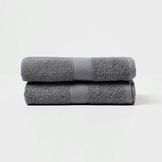 Homescapes Turkish Cotton Hand Towel Set of 2 - Grey Grey Hand towel 2