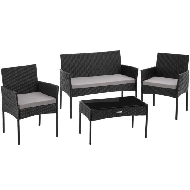 Rattan Garden Furniture Palese - for 4 people, weather resistant Black black 57 x 104 x 79 cm 1