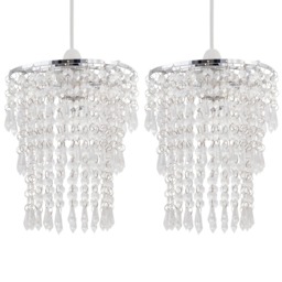 Set of 2 Clear Jewel Tiered Light Shades Clear Chrome Small 2