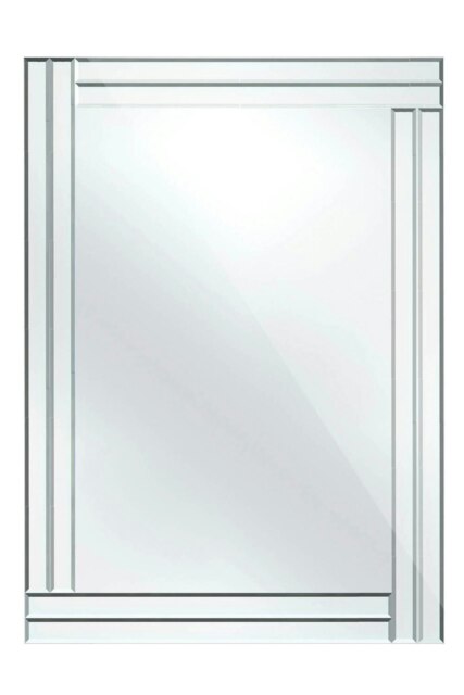 Milania Bevelled Edge Mirror with Double Line Frame Silver