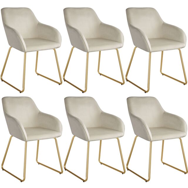 Dining Chair Jeane - velvet look, cantilever frame Cream velvet look cream/gold 6