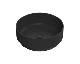 Balterley Nova Round Countertop Vessel Basin for Bathroom & Cloakroom, Ceramic Fireclay Black Matt Black 1