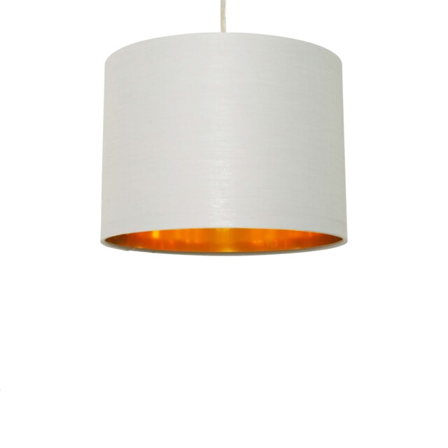 Grey Cotton Gold Lining 25cm Pendant Lightshade Grey Gold Medium 1