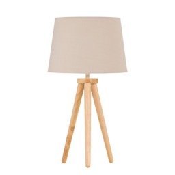 Voyage - Light Oak Table Lamp or Bedside Light with Natural Shade Brown Brown Large 1