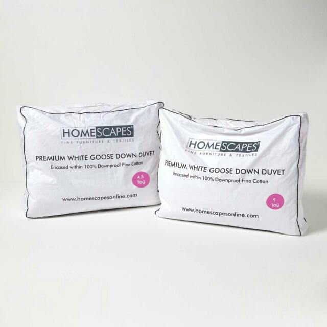 Homescapes Goose Down 13.5 Tog All Season Duvet Set, Super King White Super King