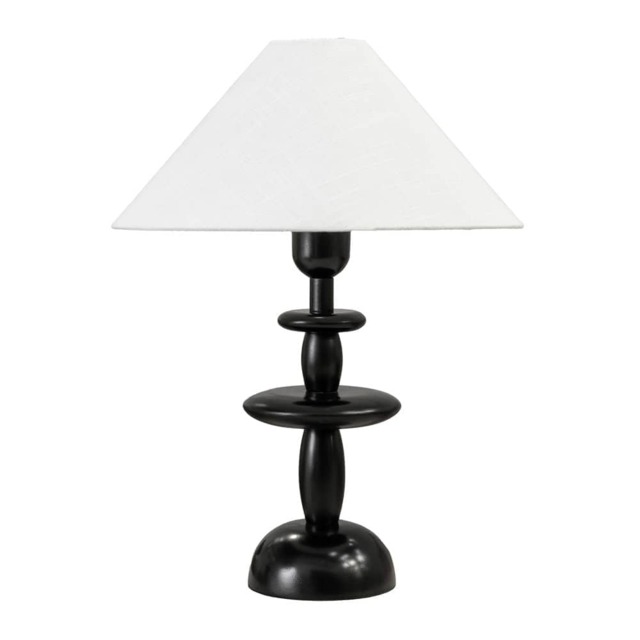 ValueLights Justin Walnut Dark Wood Linen Taper Shade Table Lamp