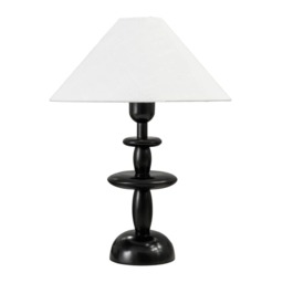ValueLights Justin Walnut Dark Wood Linen Taper Shade Table Lamp