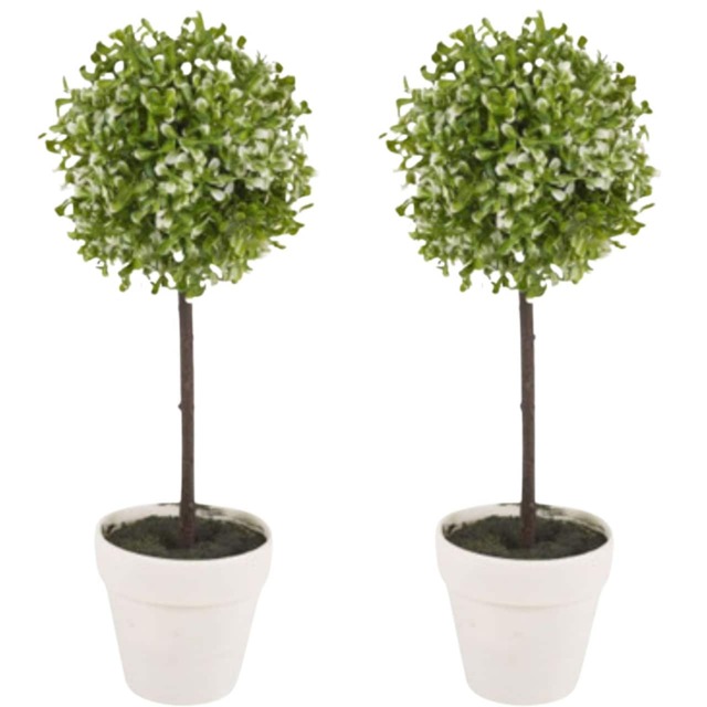 41cm Decorative Artificial Ball Plant Green Green & Set of 2 2
