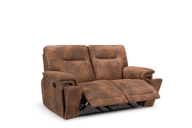 Faux Leather Suede Brown 2 Seater Manual Recliner Sofa MURCIA