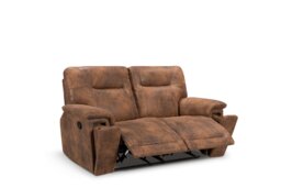 Faux Leather Suede Brown 2 Seater Manual Recliner Sofa MURCIA