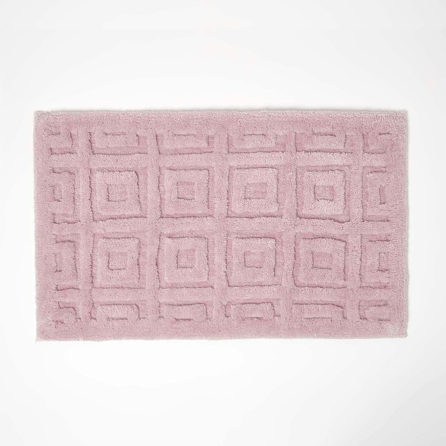 Homescapes Tufted Tile Pink Bath Mat Cotton Blend - 50 x 80 cm Pink