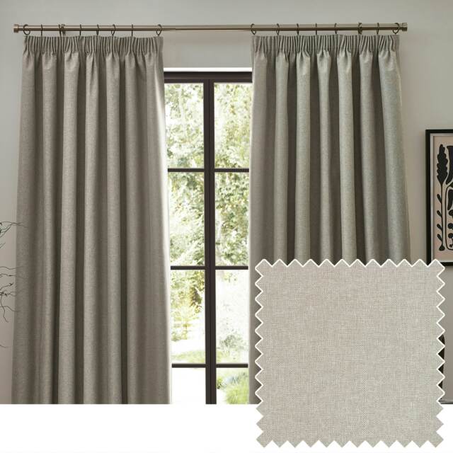 furn. Dawn Blackout Linen Pencil Pleat Curtains (W)168cm x (D)229cm Multi