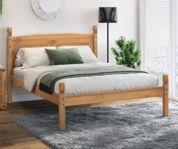 Mercers Furniture Corona 4'6 Double Low Foot End Bed Solid Wood Pine Wooden Bedroom with Mexican Styling