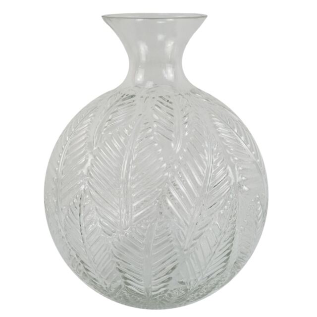 Glass Vase Clear Fern Print Glass Bottle Vase 26cm Botanik White 26