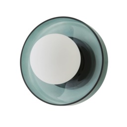 ValueLights Newbury Jade Green Glass IP44 Flush Wall Light Green
