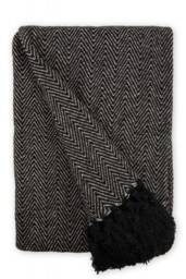 "Hartley Collection Recycled Cotton Throw in Black (50"" x 60"") Black Black"