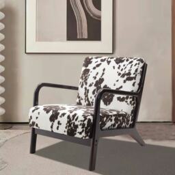 Living and Home Black and White Spots Velvet Upholstered Armchair